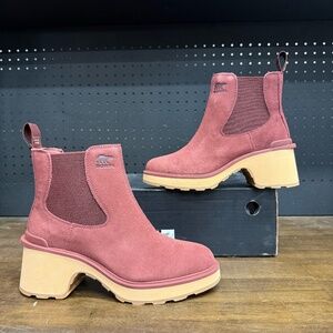 New W/ Box! Women's Sorel Hi Line Heel Chelsea Spec Tawny Buff Booties Size 9.5